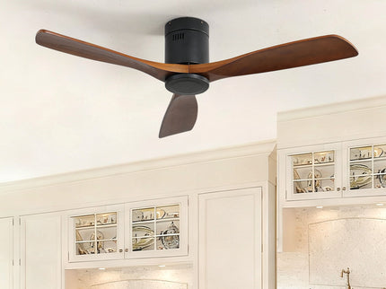 Ceiling Fan With 3 Solid Blades, Remote Controlled Reversible DC Motor - Black