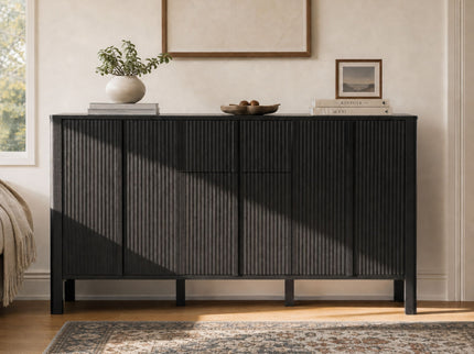 Colored Fluted Sideboard With 3 Doors And 1 Drawer