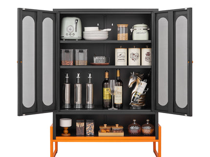 Modern Metal Shoe Cabinet With DoublebSided Doors And Adjustable Partitions