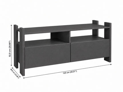 TV Stand For TVs Up To 55" With Open Shelves And 2 Drawers - Carbon Gray