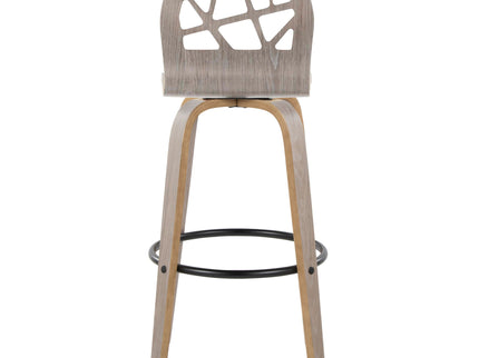 Folia - Contemporary Fixed Height Stool With Swivel With Round Footrest (Set of 2)