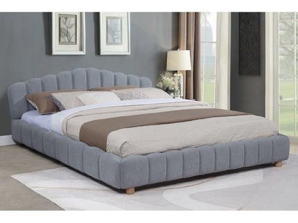 Queen Upholstered Platform Bed, Low Profile Frame - Light Blue
