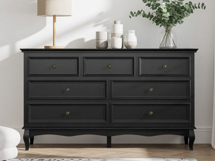 7 Drawer Dresser, Storage Chest - Black