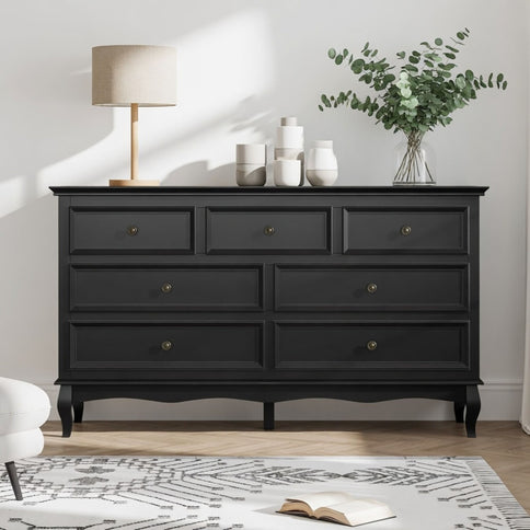 7 Drawer Dresser, Storage Chest - Black