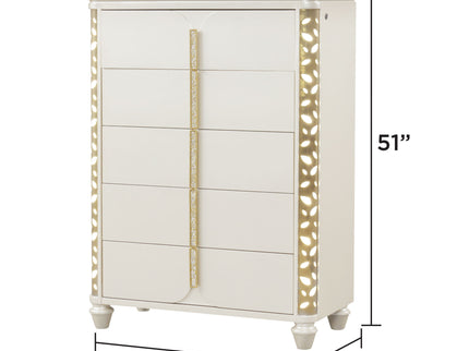 Cinderella - Chest With LED Accents And 5 Storage Drawers - Beige