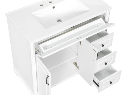 Modern Bathroom Vanity With Sink, 3 Drawers & 2 Doors