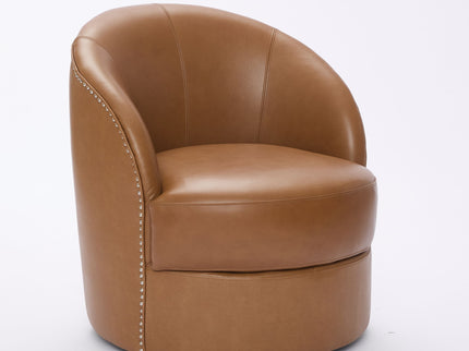 Swivel Accent Chair With 360° Smooth Spin - Black / Light Brown / Silver