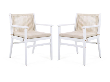 Outdoor Acacia Wood Patio Dining Armchair (Set of 2)