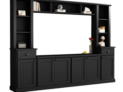 Minimalist Entertainment Wall Unit Set With Bridge For TVs Up To 75"