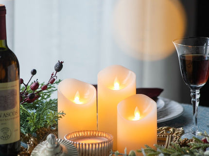 Flickering LED Candles With Remote Timer (Set of 3) - Ivory