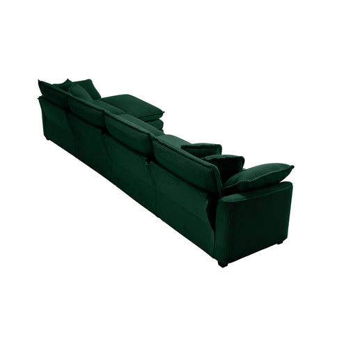 Modern Modular Cushion Sofa With Ottoman, Low Back, Deep Seating Sofa Set