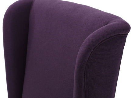 Fabric Dining Chair With High Back And Birch Wood Legs - Plum
