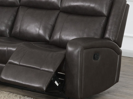 Manual Motion Recliner Sectional Sofa With Console And Cup Holders - Brown