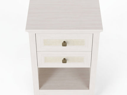 Nightstand With 2 Drawers & Shelf - White