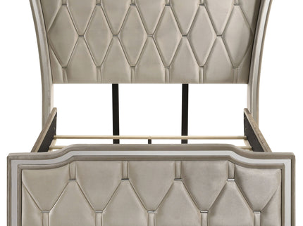 Mika - LED Upholstered Bed With Tufted Wingback Headboard And Ambient Lighting