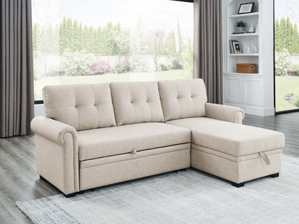 Upholstered Sleeper Sofa With Reversible Storage Chaise