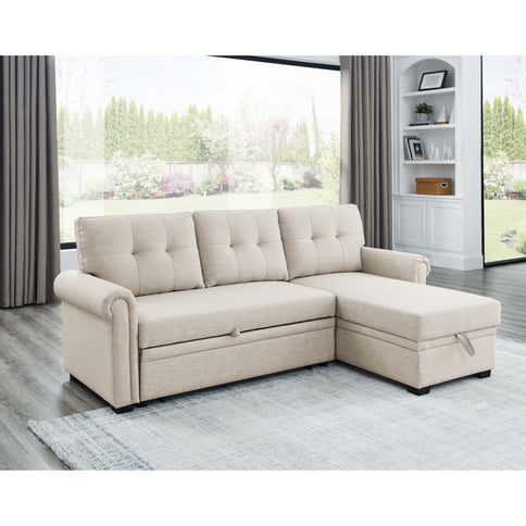 Upholstered Sleeper Sofa With Reversible Storage Chaise