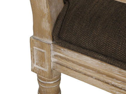 French Country Dining Chair With Rectangular Cane Backrest And Smooth Upholstered Seating