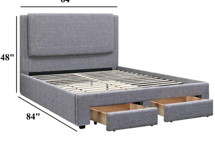 Contemporary Upholstered Bed With Storage Drawers