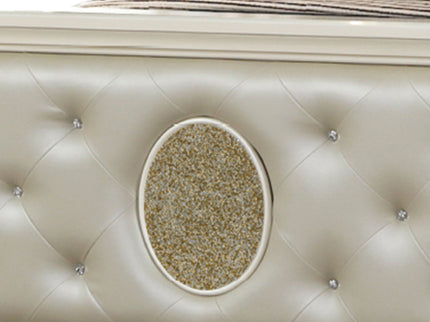 Jasmine - Queen Size Tufted Upholstery & LED Bed - Beige