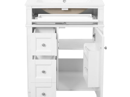 Bathroom Vanity With Top Sink, Storage Cabinet With 2 Drawers And Tip-Out Drawer