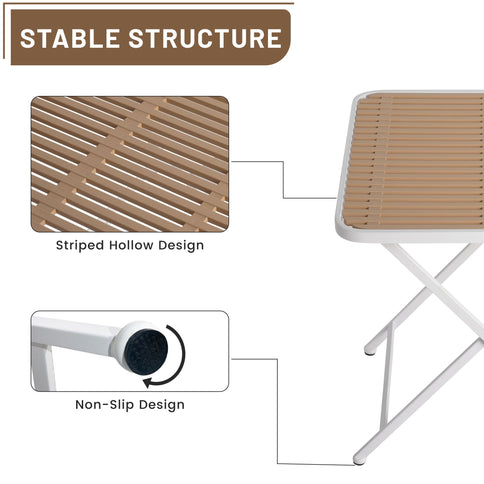 4 Piece Set Of Color Block Designed Single Chairs With Folding Square Table - Grain Yellow / Haze Green / Khaki / Tropical Orange / White