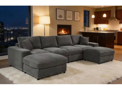 Sectional Sofa With 2 Ottomans And Toss Pillows
