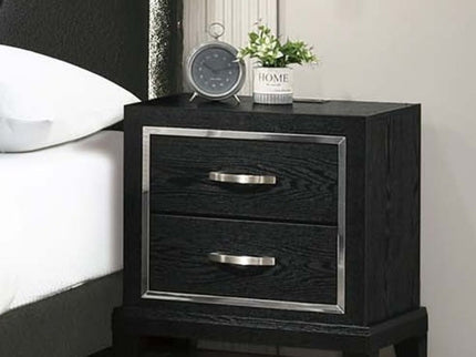 Nightstand With USB Port, Tapered Legs - Black