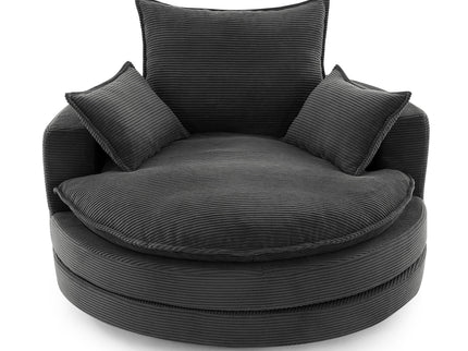360° Swivel Accent Barrel Chair With Dual Layer Cushion And 3 Removable Pillows