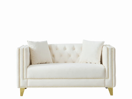 Deep Seat Sofa With Button Nailhead, Square Arm Couches