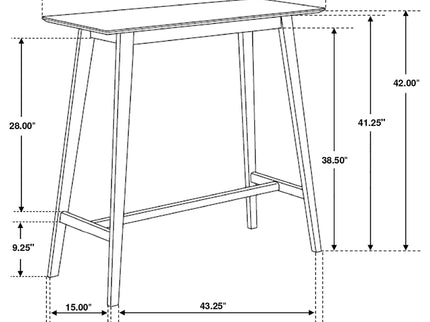 Rectangular Bar Table With Tapered Legs - Walnut