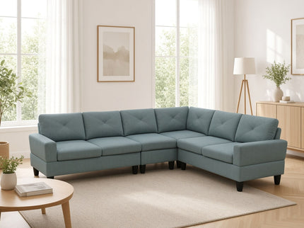 Modular L - Shaped Sectional Sofa 6 Seater 4 Piece Couch With Chaise