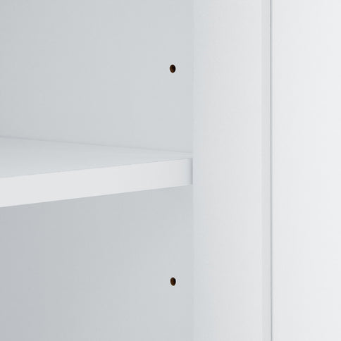 Tall Freestanding Bathroom Storage Cabinet With Adjustable Shelves And Side Hooks