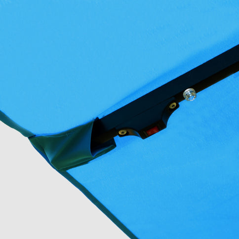 Double- Sided Outdoor Market Umbrella With Lights And Base