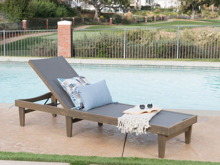 Summerland Chaise Lounge Dark Mesh Outdoor Seating - Dark Gray