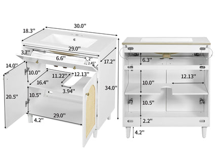 Modern Bathroom Vanity With Sink, Cabinet With Adjustable Shelf