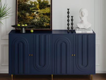 Modern Lacquered 4 Door Cabinet Sideboard Buffet Server Cabinet Storage Cabinet, For Living Room, Entryway, Hallway, Office, Kitchen And Dining Room