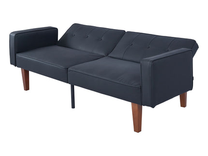 Convertible Futon Sofa Bed With Adjustable Split Back, Twin Size Sleeper Couch - Black