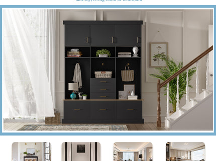 Entryway Hall Tree With Bench And Storage, 5 In 1 Coat Rack
