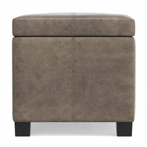 Dover - Storage Ottoman In Smoky Leather With Lift Up Storage - Brown