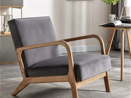 Classic Mid-Century Modern Accent Chairs, Open Framed Armchair With Cushioning