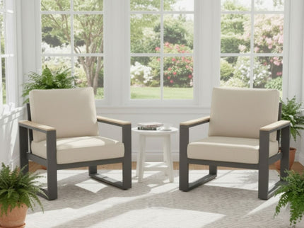 All-Weather Patio Armchairs With Thick Cushions (Set of 2)