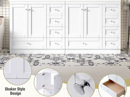 Shaker Free Standing Bathroom Vanity Cabinet & Sink, Soft Close Drawers, Soft Close Doors