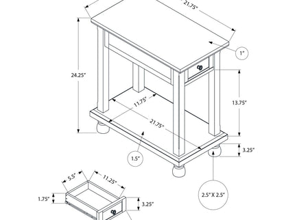 Accent End Table, Storage Drawer, Traditional - Espresso