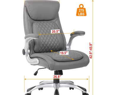 High Back Ergonomic Executive Office Chair, Adjustable Height And Lumbar Support For Home & Office - Antique Gray