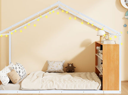 Bed House Frame With Shelves And Lights