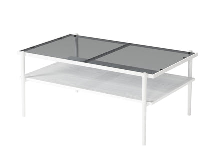 Rectangle Coffee Table With Tempered Glass Top And Legs, Modern Table For Living Room
