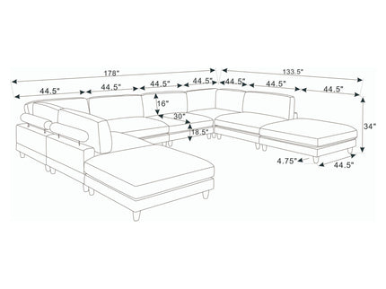 Modern Modular Sectional With Adjustable Back Support