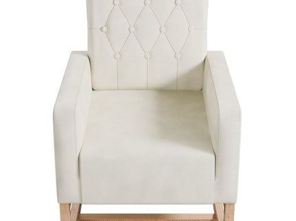 Rocker Chair With Tufted Back - Beige / Ivory