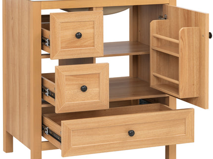 Modern Bathroom Vanity With Sink, Soft Close Drawers & Door, Storage Rack